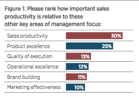 chart showing how important sales productivity is relative to other areas of management focus
