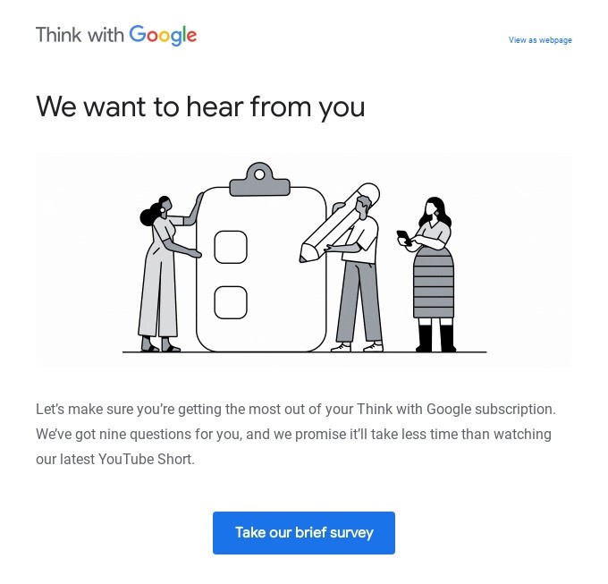 feedback request email from Google