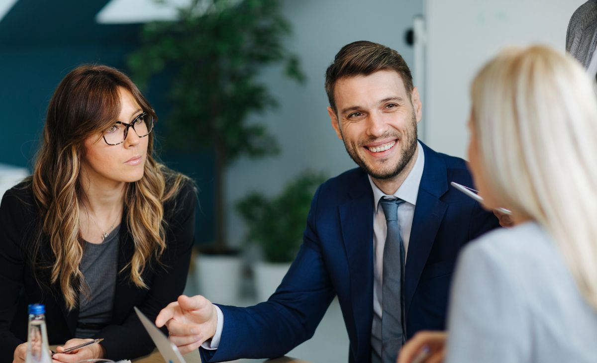 coworkers having a meeting at the workplace