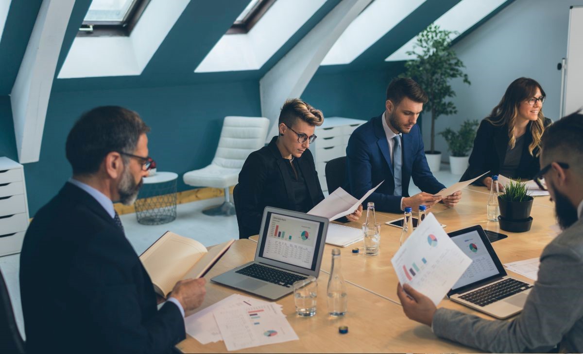 colleagues looking at the results
